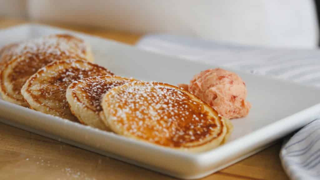Lemon Pancakes with Strawberry Butter