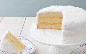 Coconut Cake With Plated Slice