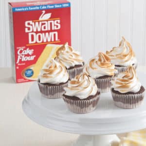 Chocolate Cupcakes With Smores Frosting And Cake Flour Box