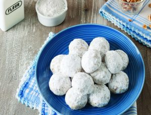 Stack Of Snowball Cookies Made With Cake Flour