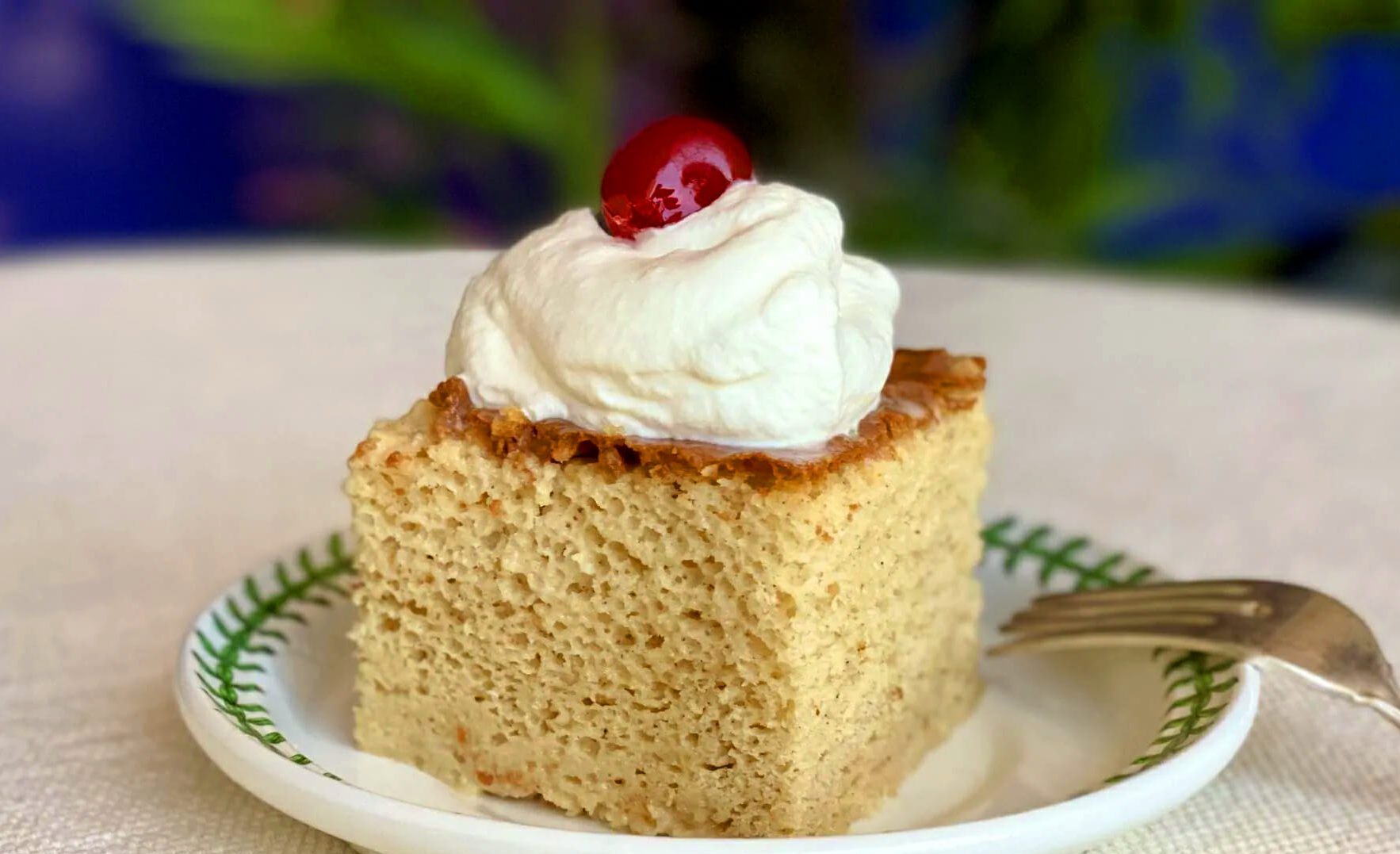 Piece Of Tres Leches Cake On Plate