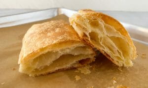 Fresh baked pieces of puff pastry