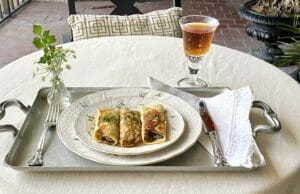 Bacon, Mushroom, And Spinach Crepes Made With Cake Flour