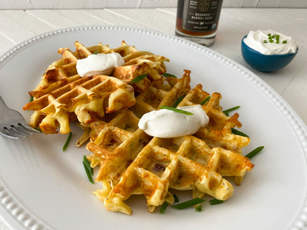 Bacon And Cheddar Waffles Made With Cake Flour