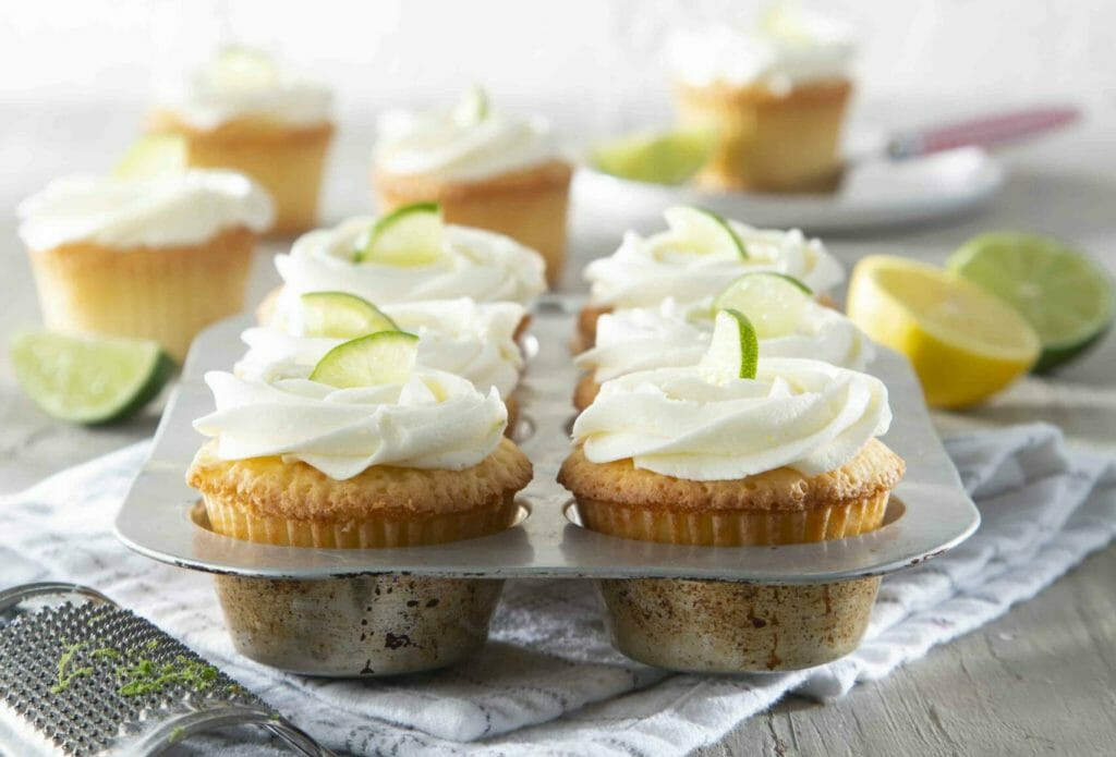 7-Up Cake Cupcakes In Muffin Tin, closeup