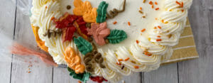 Vanilla Frosted Fall-Themed Cake