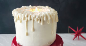 Vanilla Frosted Candle-Shaped Cake