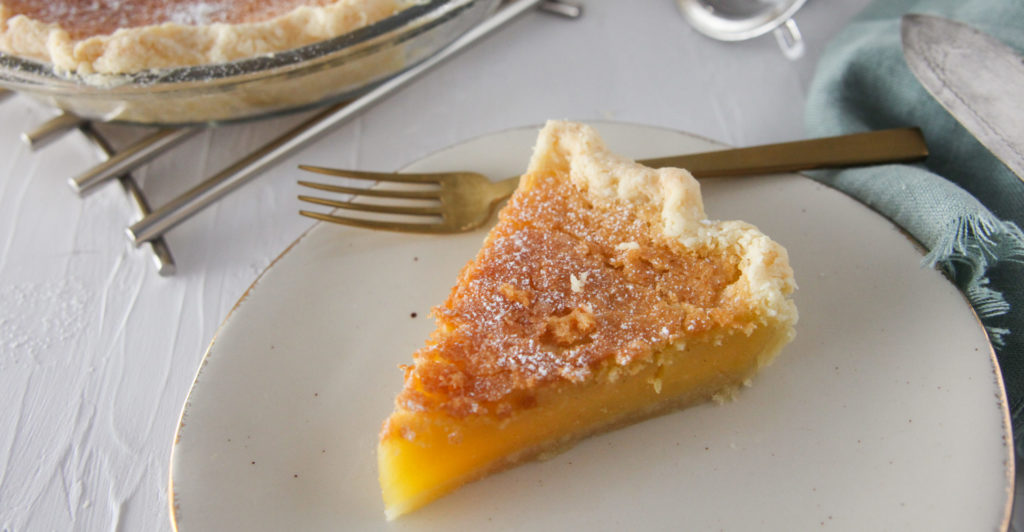 Slice Of Chess Pie Made With Cake Flour