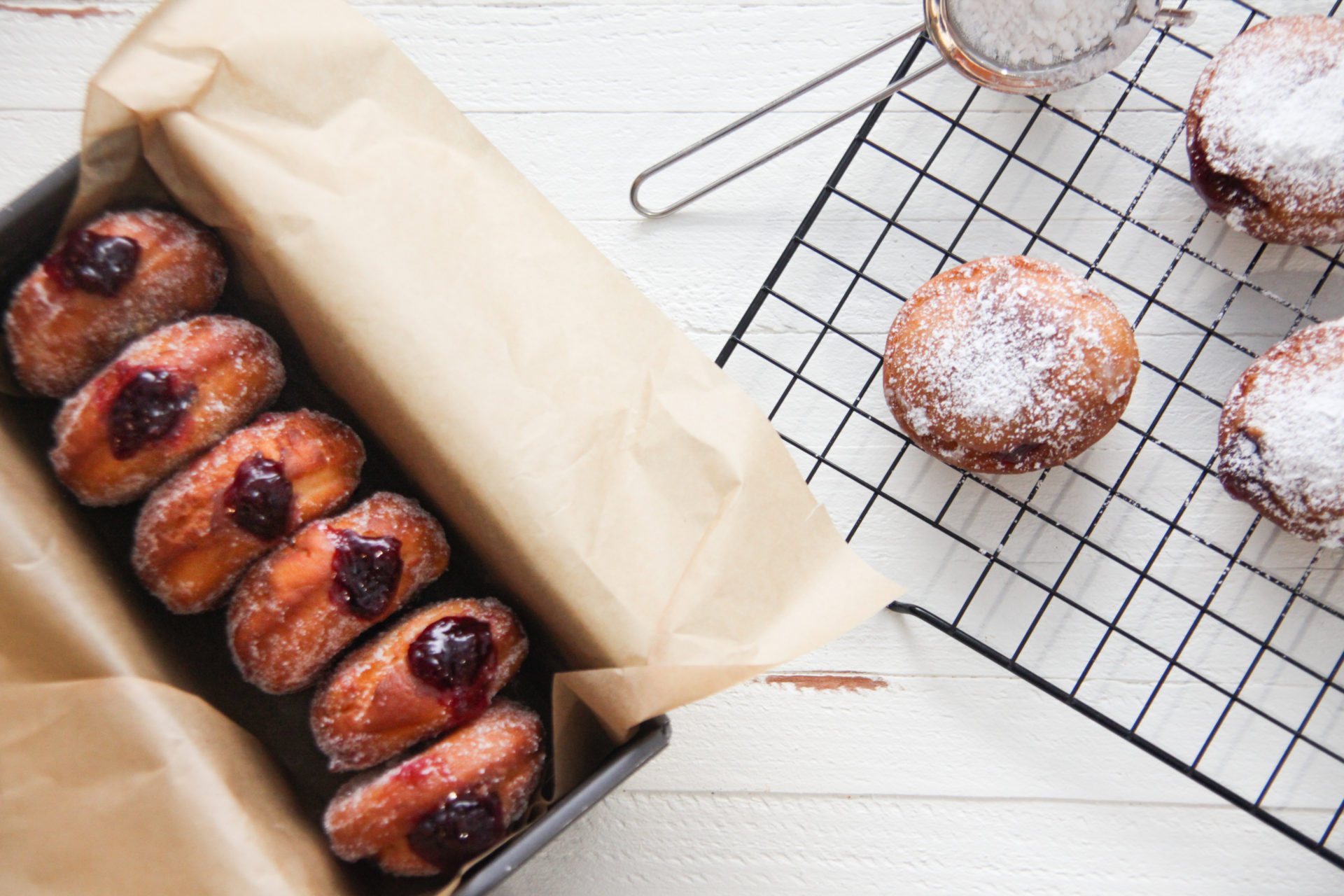 Box Of Jelly Donuts Made With Cake Flour