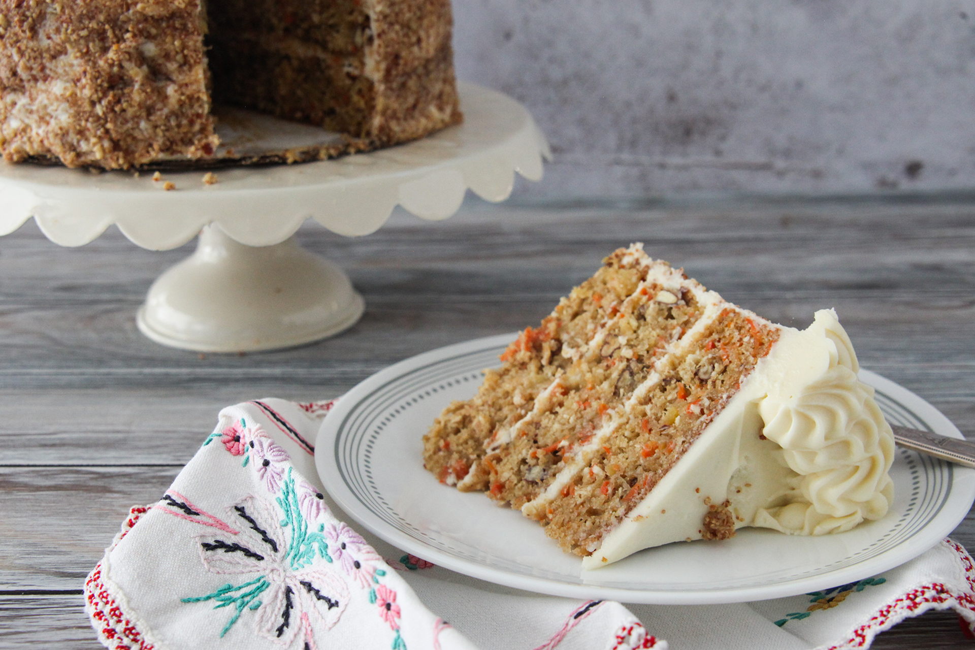 Carrot Cake With Plated Slice