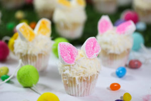 Bunny Cupcakes With Pink And Yellow Sprinkles