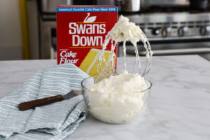 Bowl Of Ermine Cake Frosting With Whisk