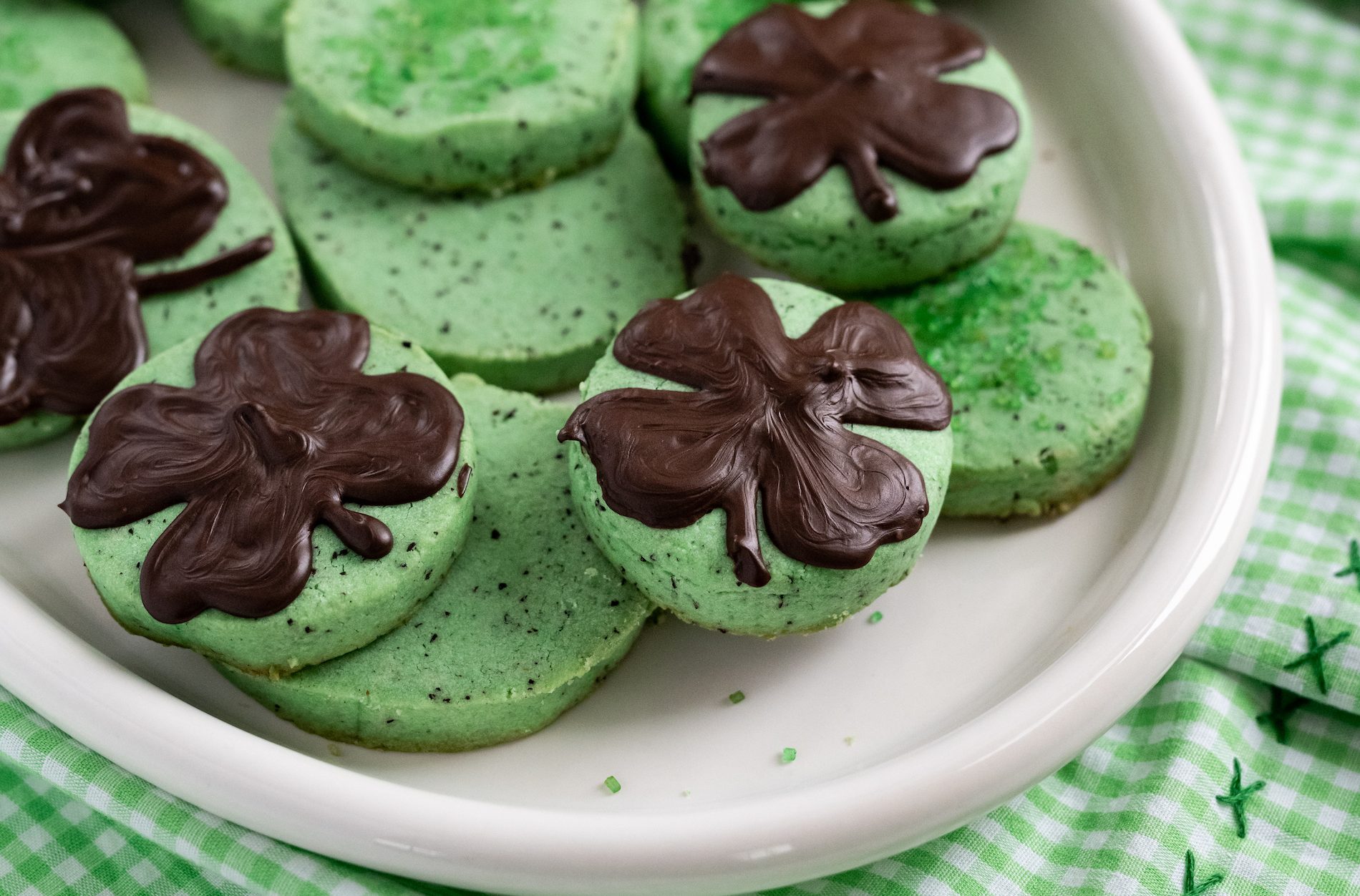 Plate Of Shamrock Cookies Made With Cake Flour