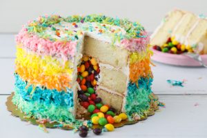 Colorful Cake With Candy Spilling Out Of The Middle