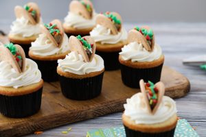 Vanilla Cupcakes With Decorative Taco Topping