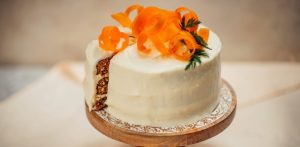 Carrot Cake topped with Carrot Curls