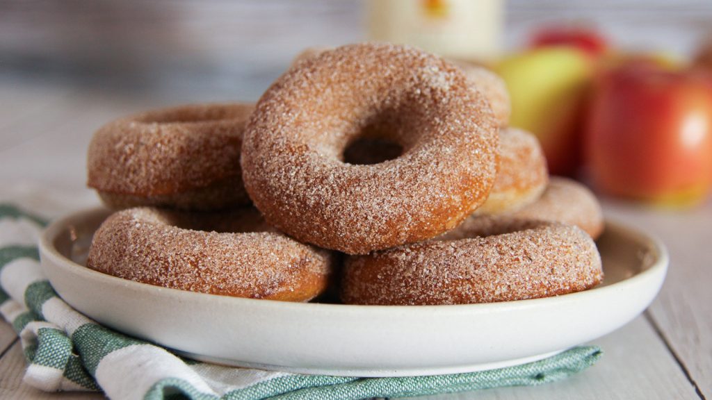 Baked Apple Cider Doughnuts with Sugar