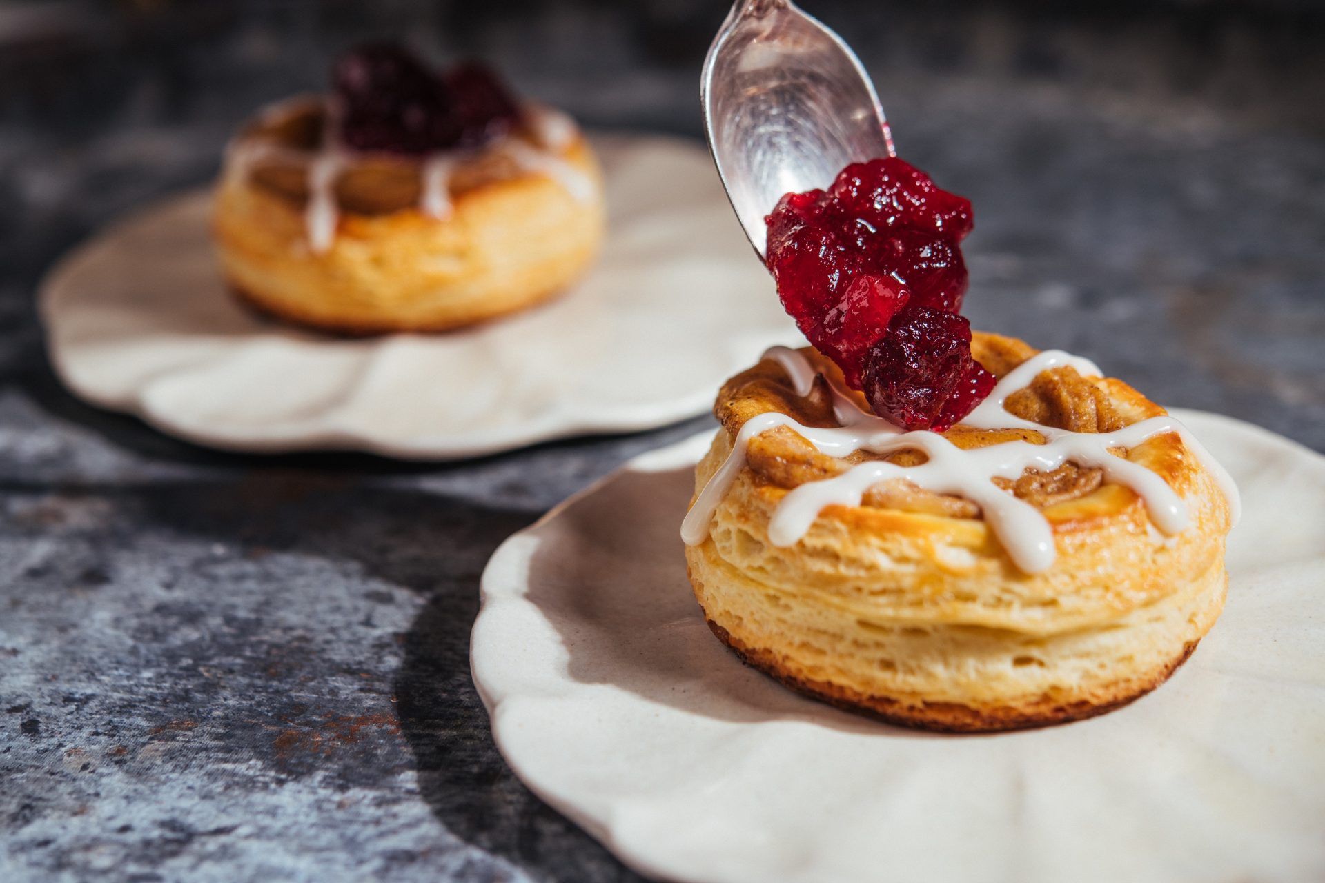 homemade pumpkin danishes on individual serving plates